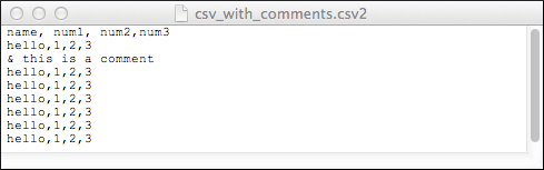 CSV with comments