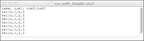 CSV with header